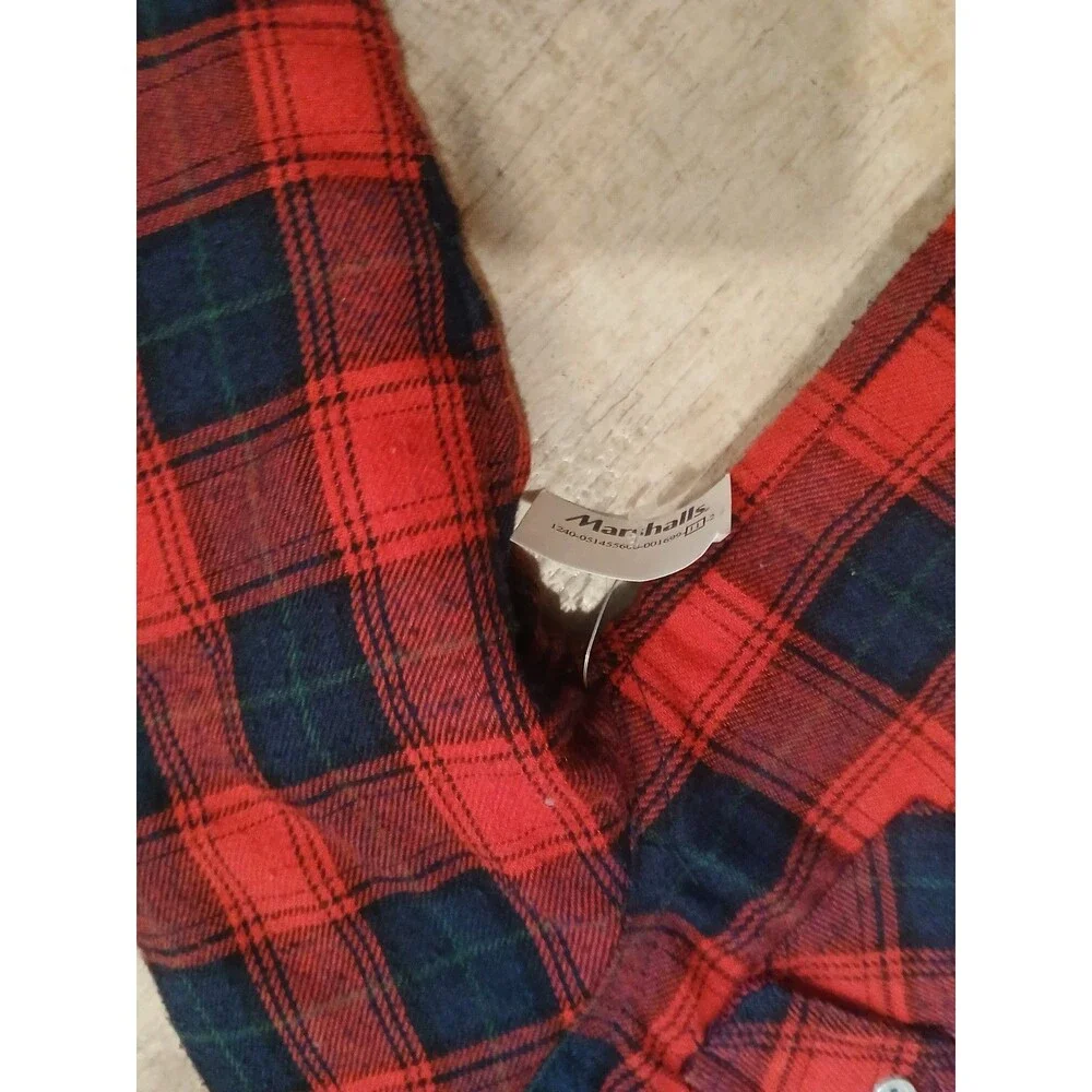 7 For All Mankind Flannel Insulated Shacket Kids Size 5 Red & Blue Plaid Pocket